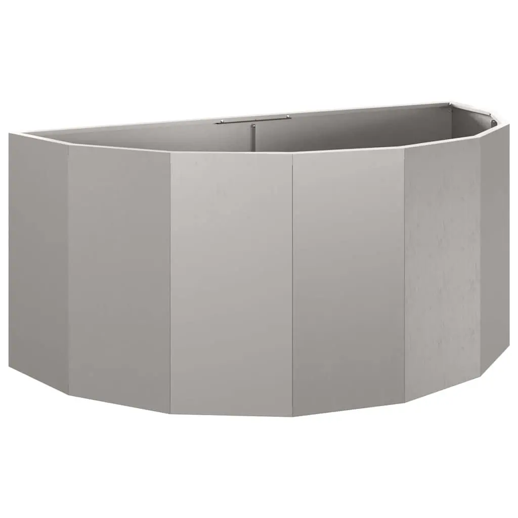 Half Round Garden Planter Outdoor Steel Raised Bed 120x60x50cm Brown