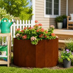 Reliable Half Round Garden Planter - Weathering Steel 90x45x50cm