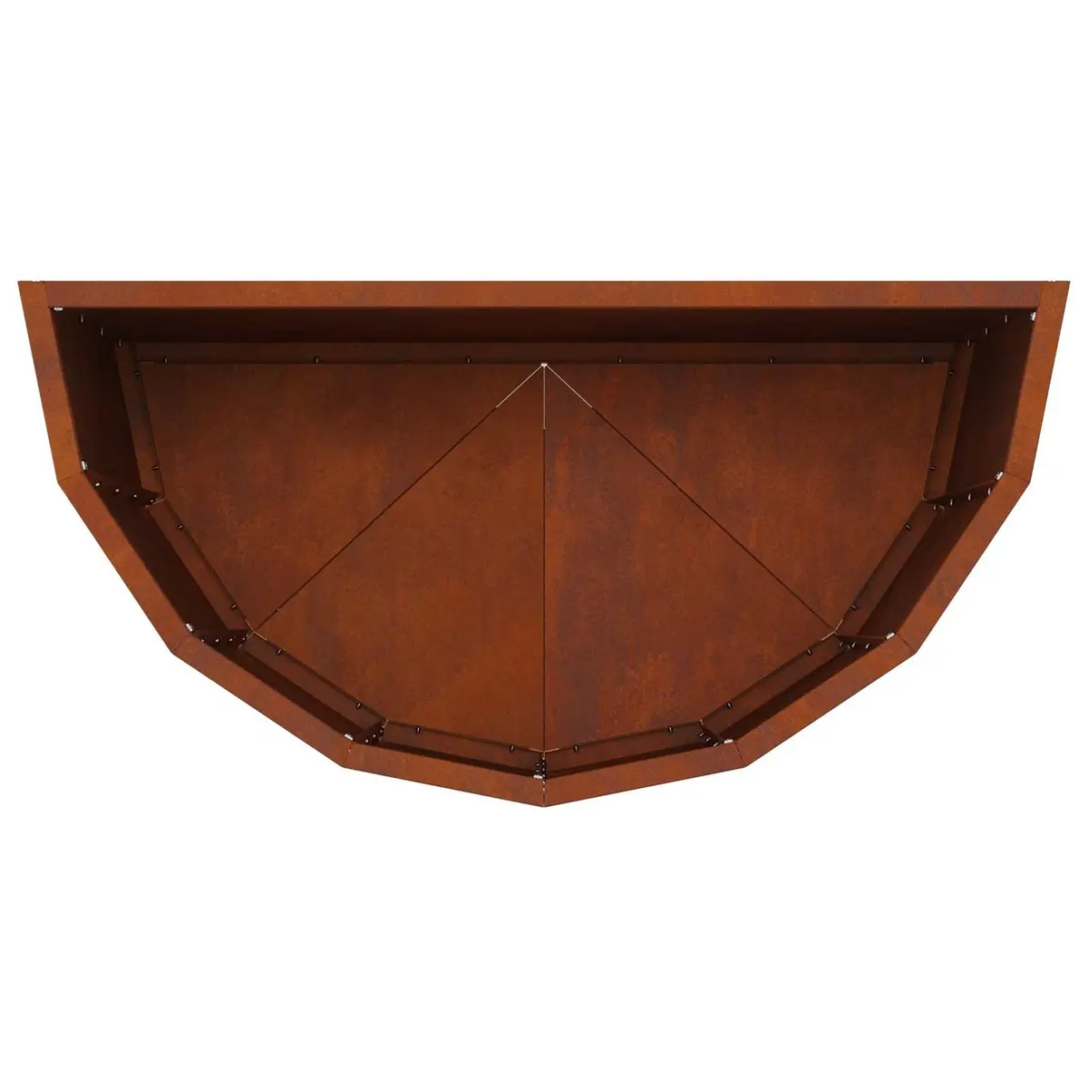 Half Round Garden Planter Outdoor Use 60x30x50cm Brown Weathering Steel