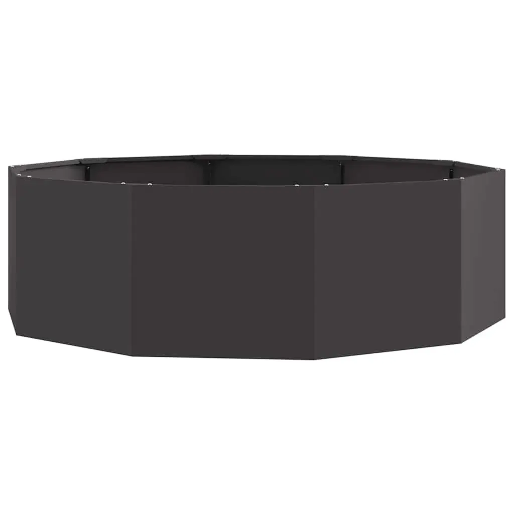Round Steel Garden Planter Outdoor Pot Large 120x120x35cm Black