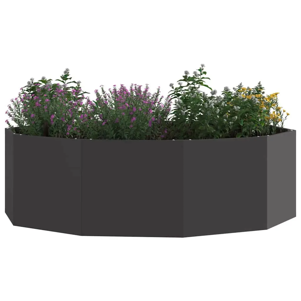 Round Steel Garden Planter Outdoor Pot Large 120x120x35cm Black