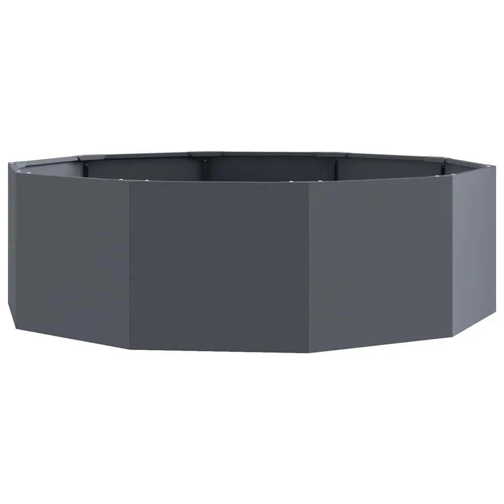 Round Garden Planter Outdoor Anthracite 120x120x35cm Steel