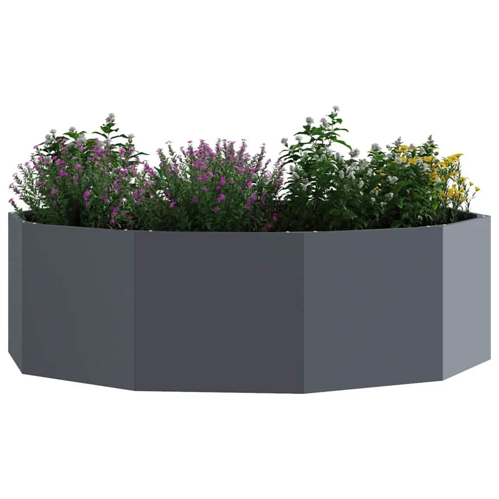 Round Garden Planter Outdoor Anthracite 120x120x35cm Steel