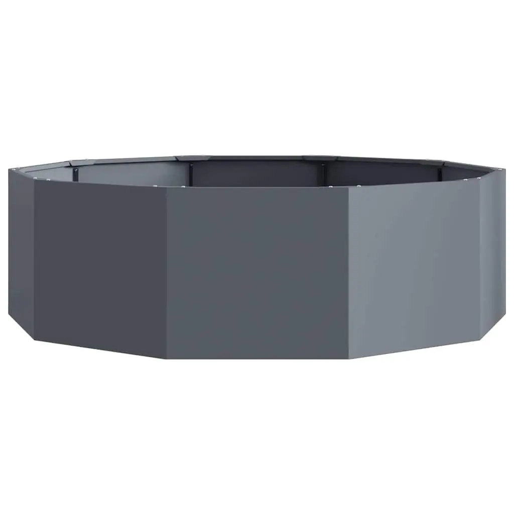 Round Garden Planter Outdoor Anthracite 120x120x35cm Steel