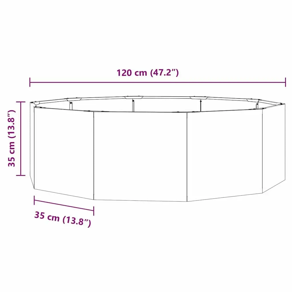 Round Garden Planter Outdoor Anthracite 120x120x35cm Steel