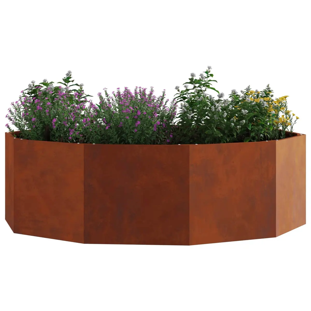 Round Garden Planter Steel 120 x 120 x 35 cm Outdoor Brown