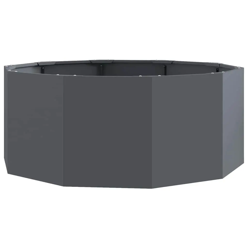 Steel Round Planter Outdoor Garden Pot 90x90x35cm Anthracite