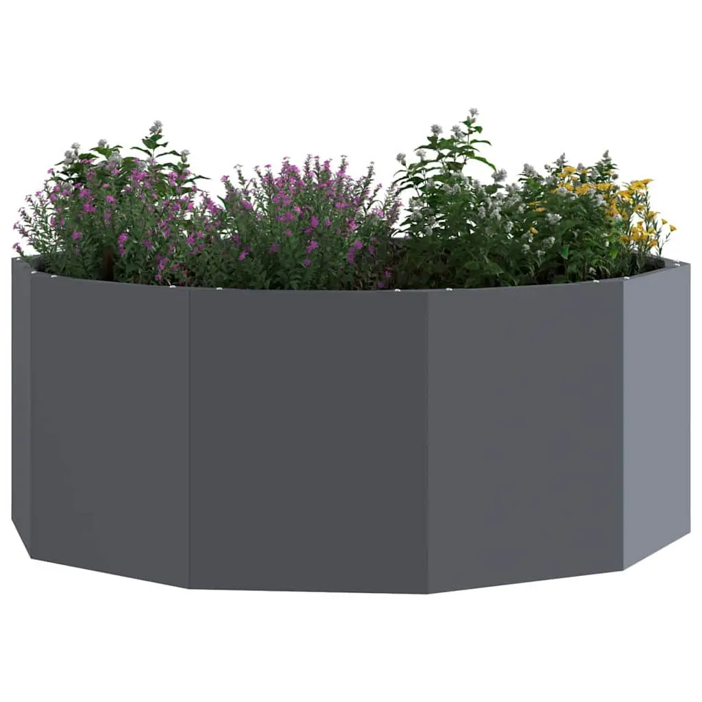 Steel Round Planter Outdoor Garden Pot 90x90x35cm Anthracite