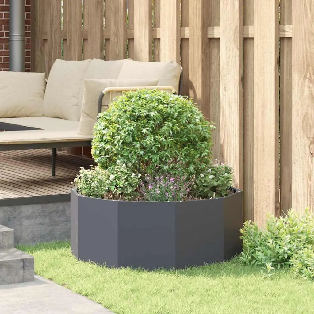 Steel Round Planter Outdoor Garden Pot 90x90x35cm Anthracite