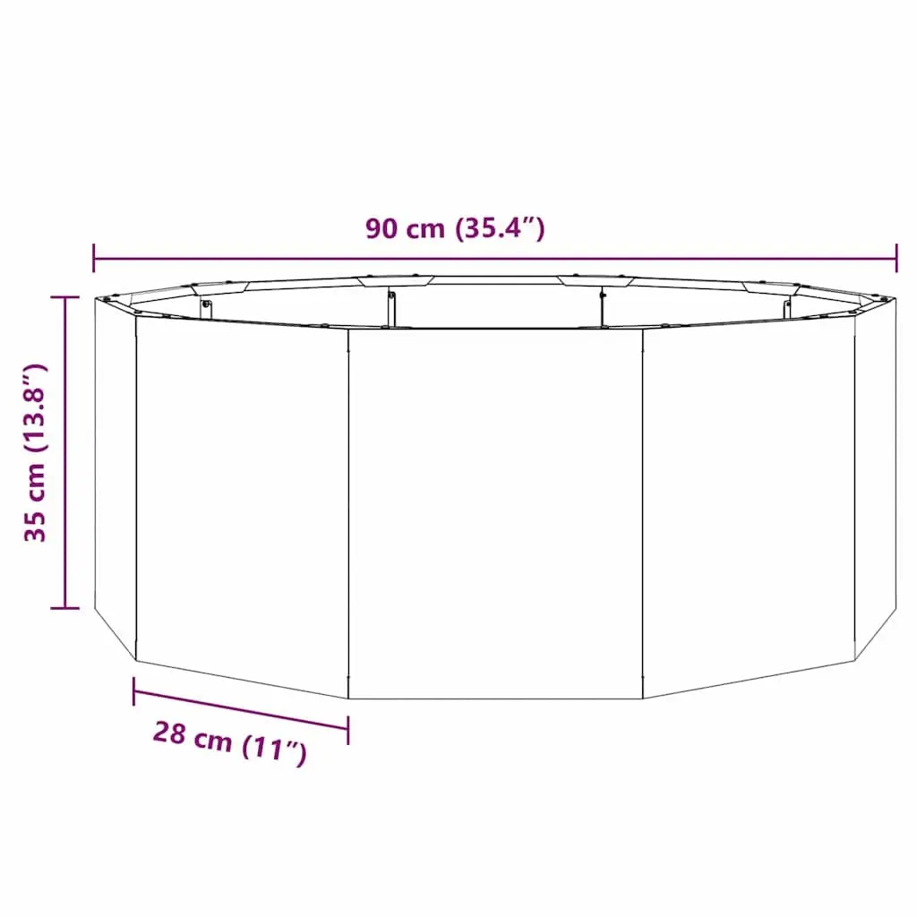 Steel Round Planter Outdoor Garden Pot 90x90x35cm Anthracite