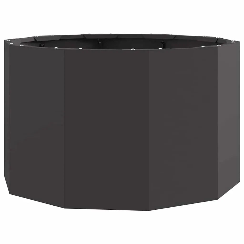 Round Steel Garden Planter Outdoor Flower Pot 60x60x35cm Black