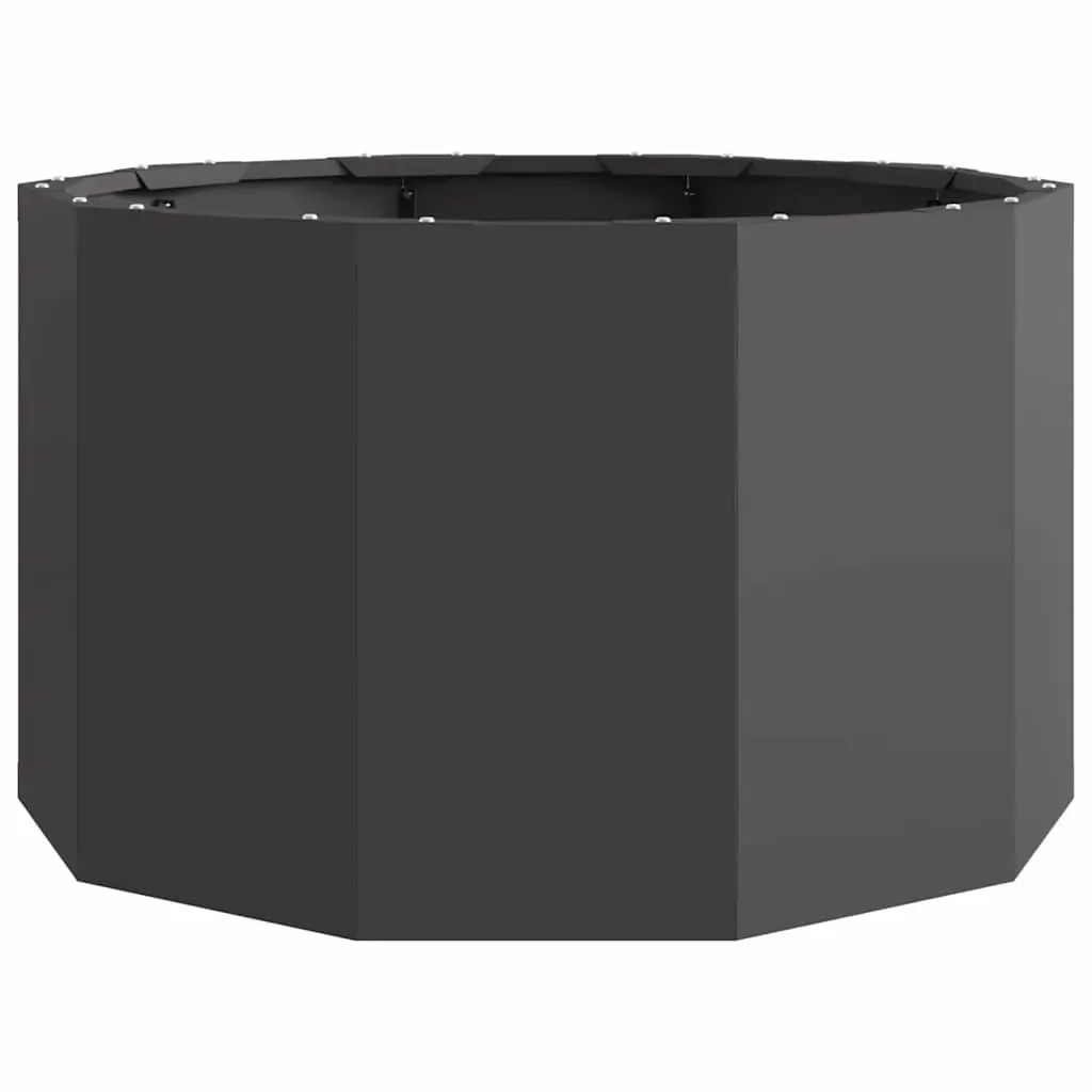 Round Steel Garden Planter Outdoor Flower Pot 60x60x35cm Black