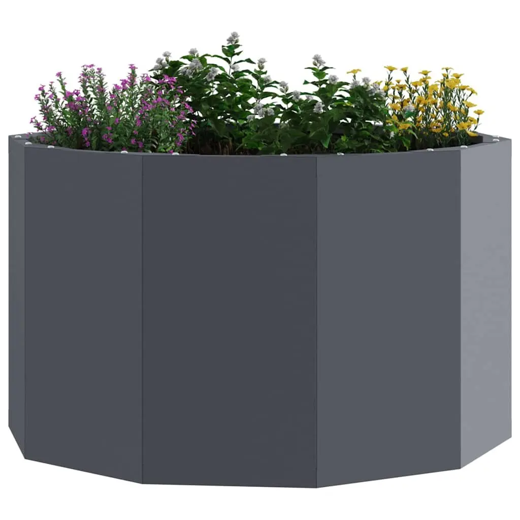 Steel Garden Planter Round Outdoor Pot 60x60x35cm Anthracite
