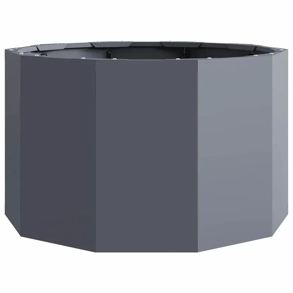 Steel Garden Planter Round Outdoor Pot 60x60x35cm Anthracite