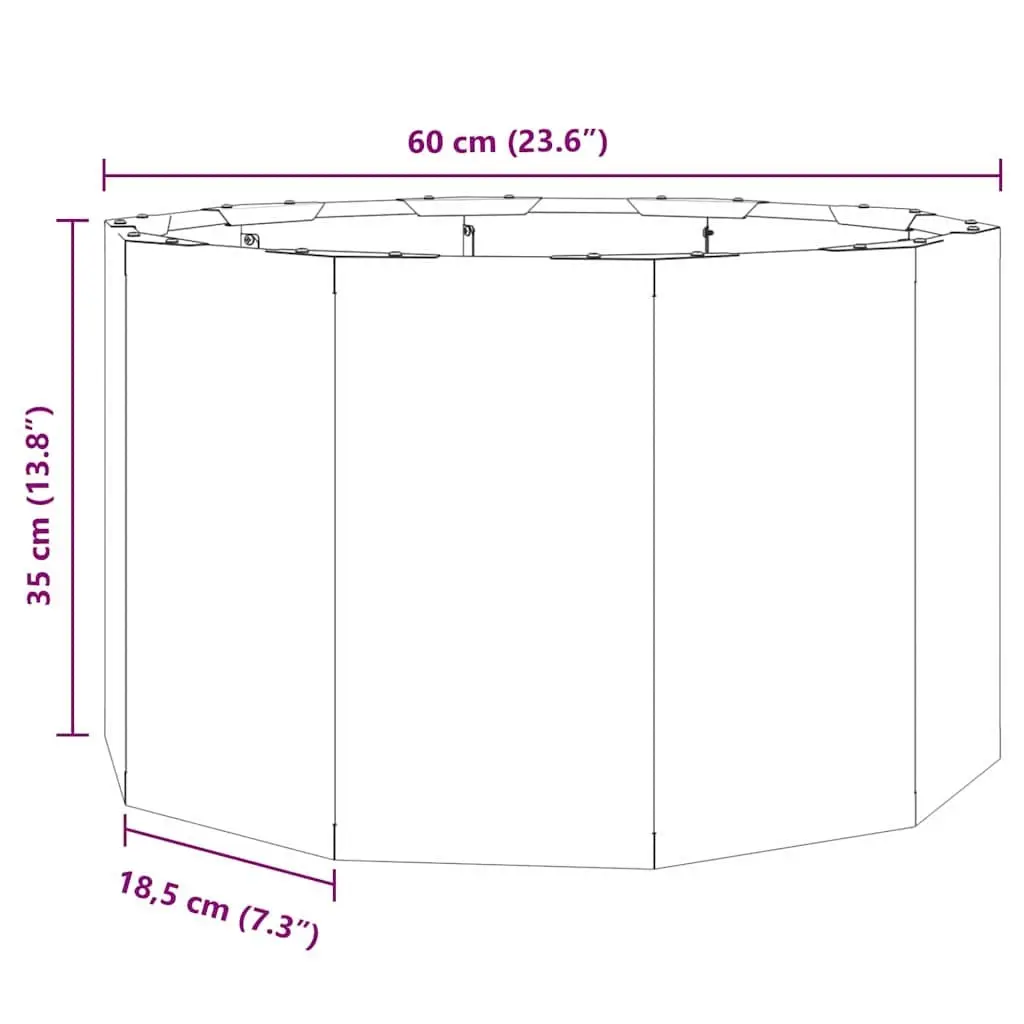 Steel Garden Planter Round Outdoor Pot 60x60x35cm Anthracite