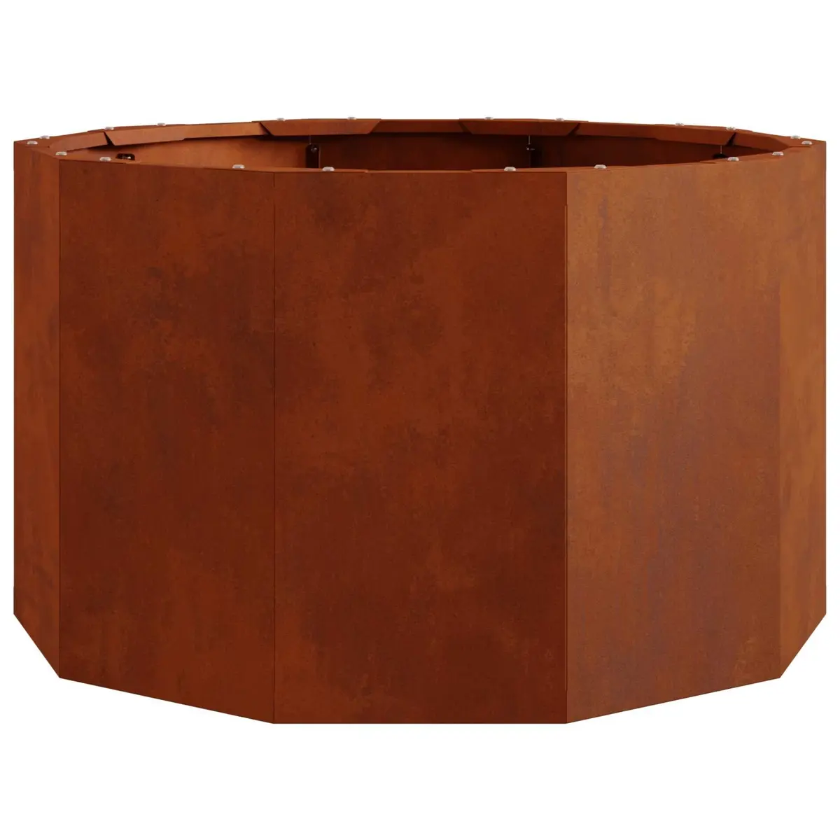 Round Garden Planter Steel Outdoor 60x60x35cm Brown