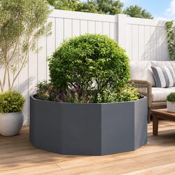 Reliable Round Garden Planter in Anthracite 120x120x50cm