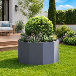 Reliable Round Planter in Anthracite Steel for Outdoor Use