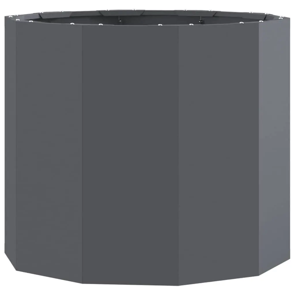 Round Garden Planter Anthracite 60x60x50cm Steel Outdoor Pots Container