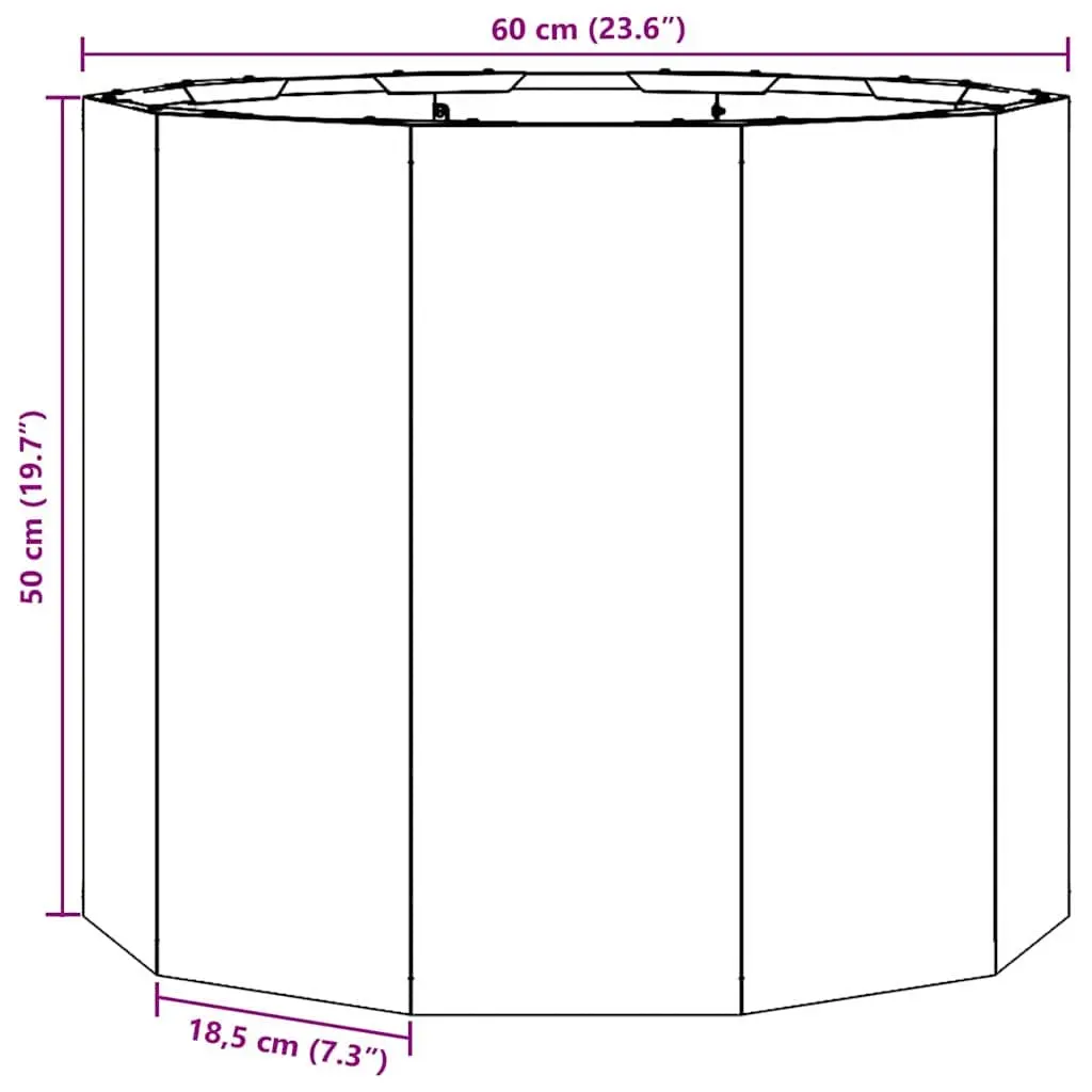 Round Garden Planter Anthracite 60x60x50cm Steel Outdoor Pots Container