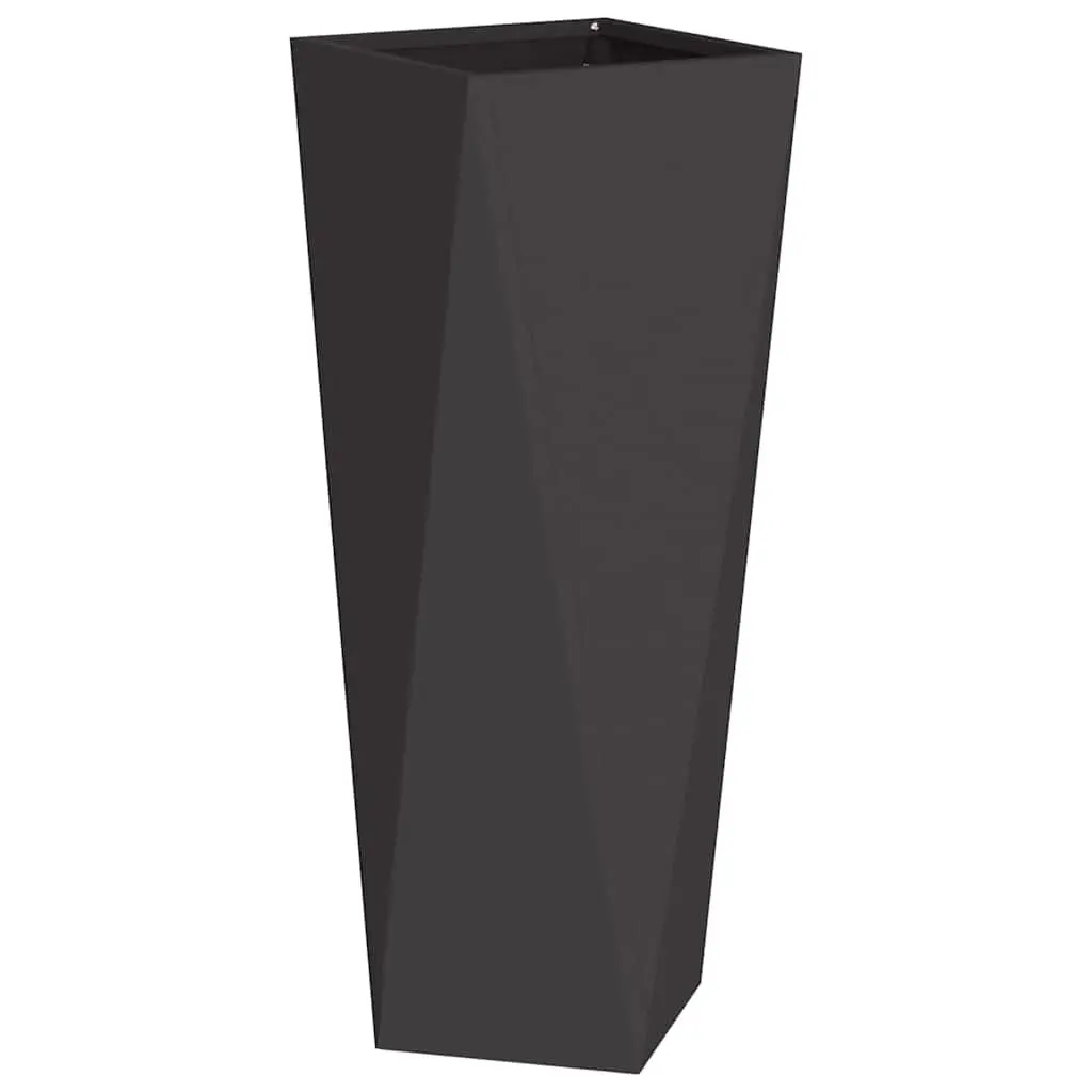 Steel Planter Box Outdoor Garden Pot Rectangular 30 x 30 x 75 cm Black 2 Piece Set