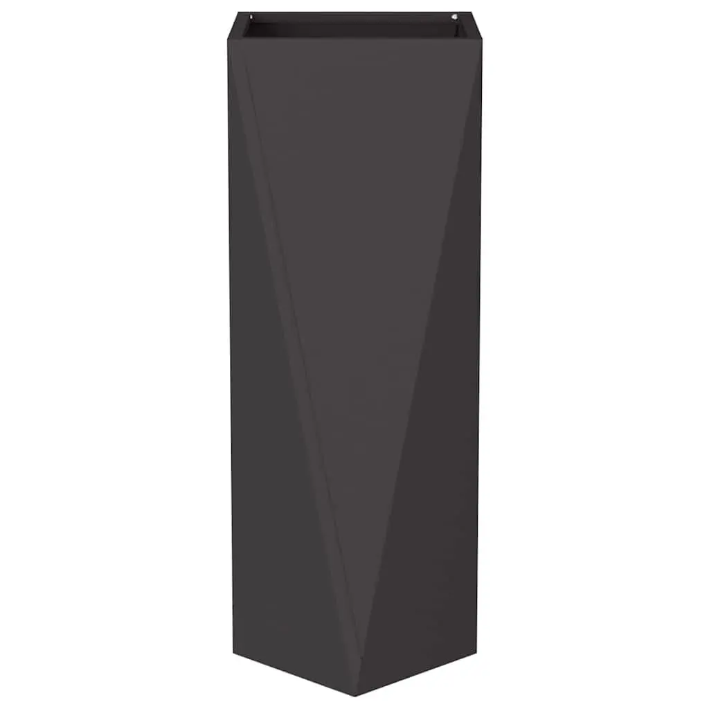 Steel Planter Box Outdoor Garden Pot Rectangular 30 x 30 x 75 cm Black 2 Piece Set