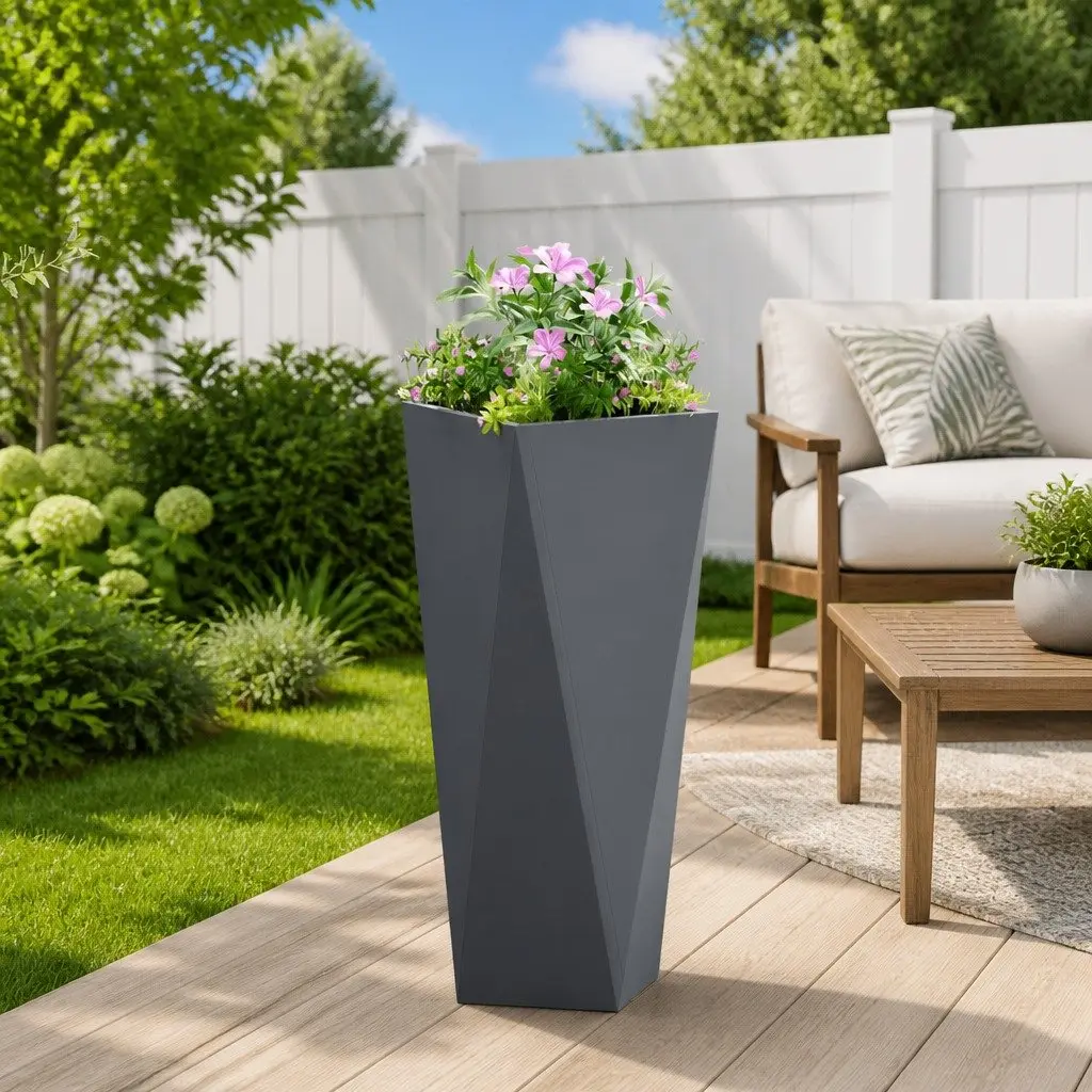 Steel Planter Box Outdoor Use Rectangular 30 x 30 x 75 cm Anthracite