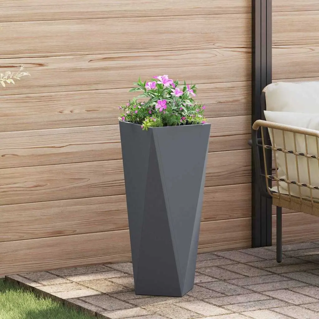 Steel Garden Planter Set 2 pcs Outdoor Pot Box Decorative Plants Anthracite