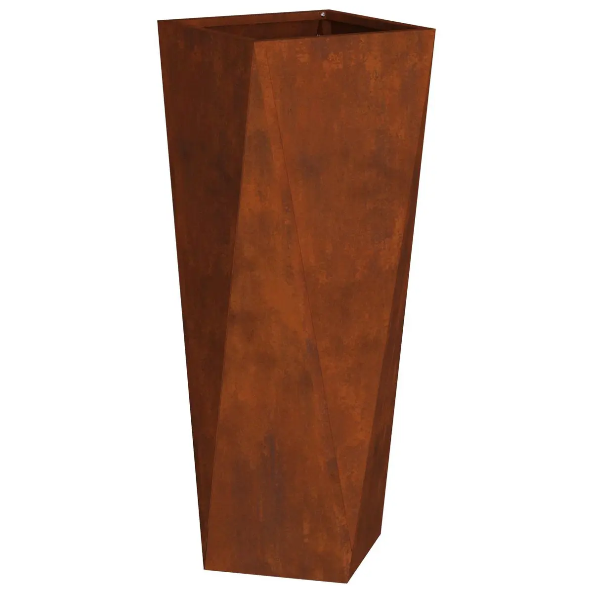 Planter Rectangular Box Outdoor 30x30x75cm Rusty Steel Brown