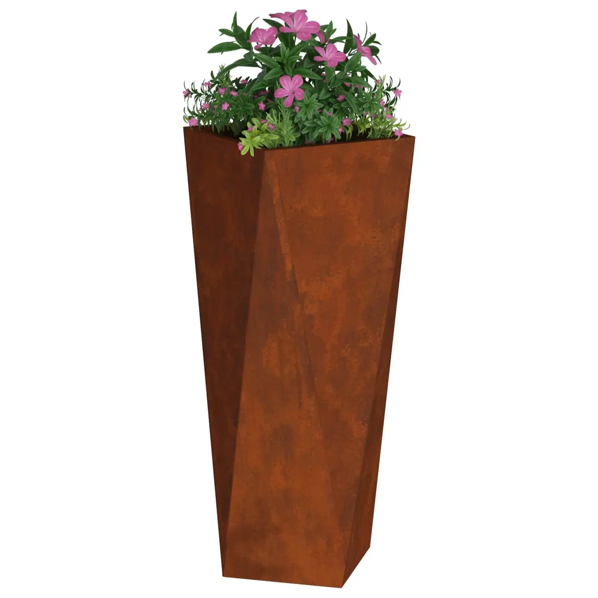 Garden Planter Large 30x30x75cm Rusty Steel Outdoor Pot 2 Pcs