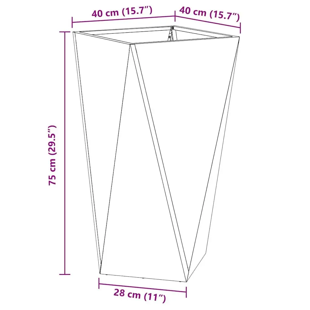 Steel Planter 2 Pcs Outdoor Garden Pot Box 40 x 40 x 75 cm Black