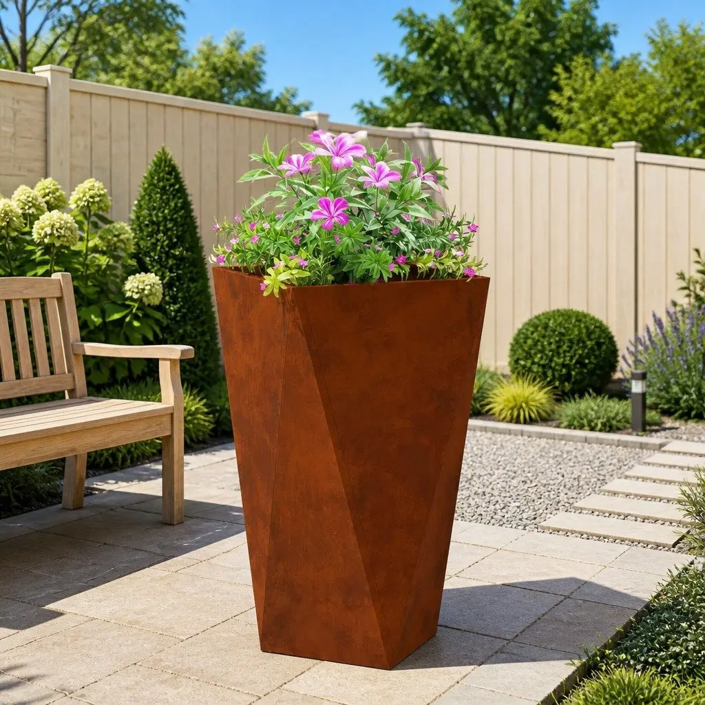 Garden Planter Box Rectangular Outdoor Use 40x40x75cm Brown