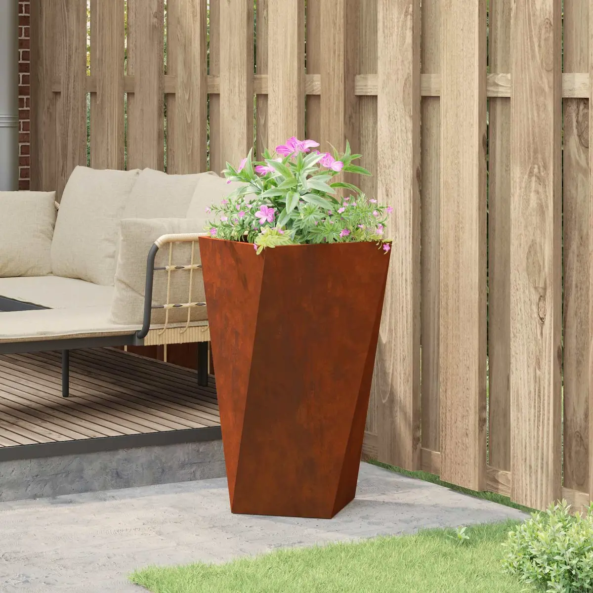 Garden Planter Box Rectangular Outdoor Use 40x40x75cm Brown