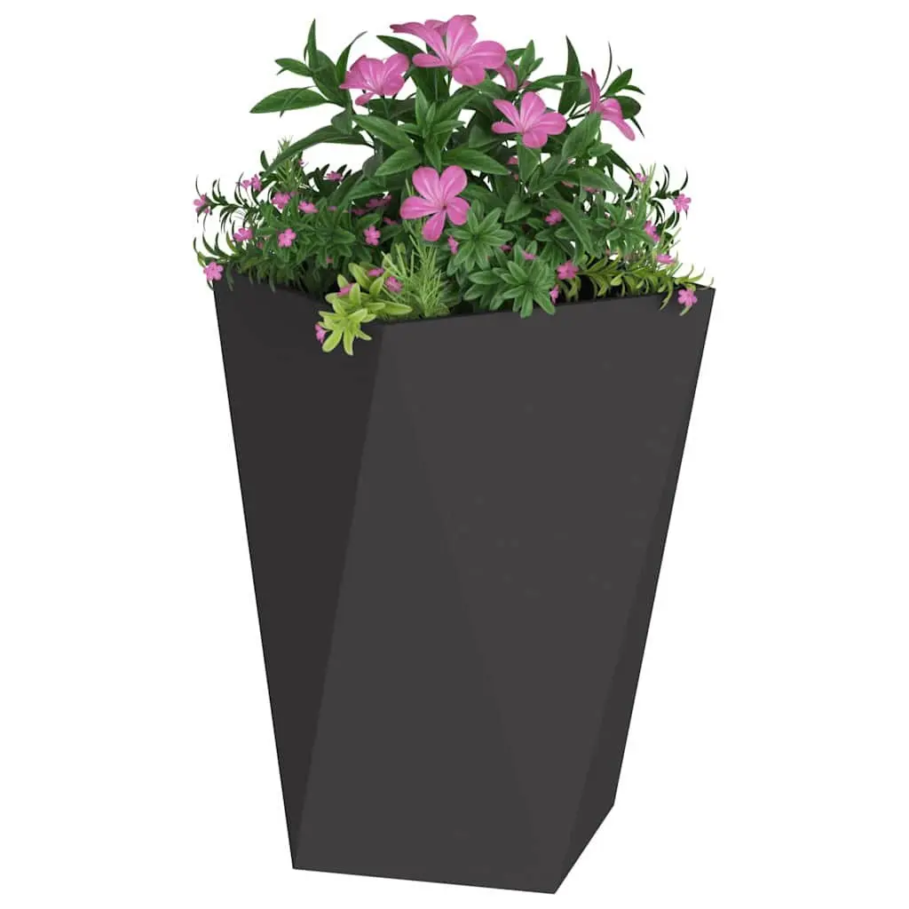 Steel Garden Planter Box Outdoor 50x50x75cm Black