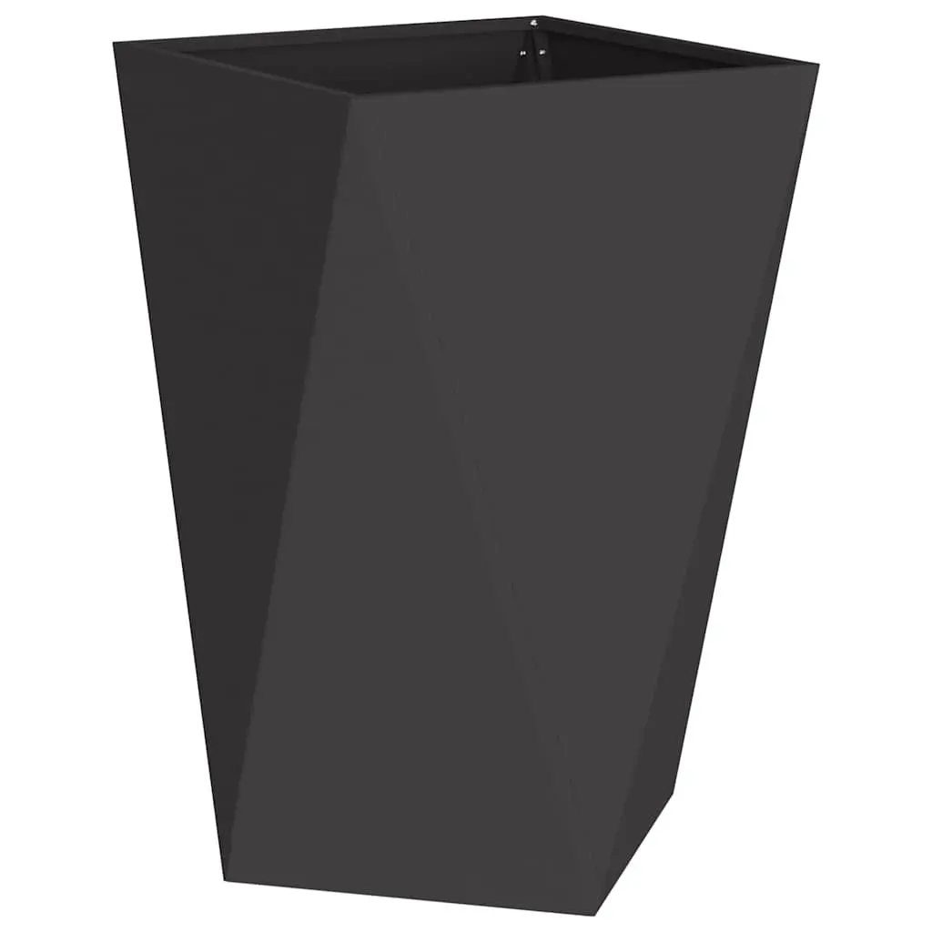 Steel Planter Box Outdoor Garden Pot 50x50x75cm Black Rectangular Corrugated Sides