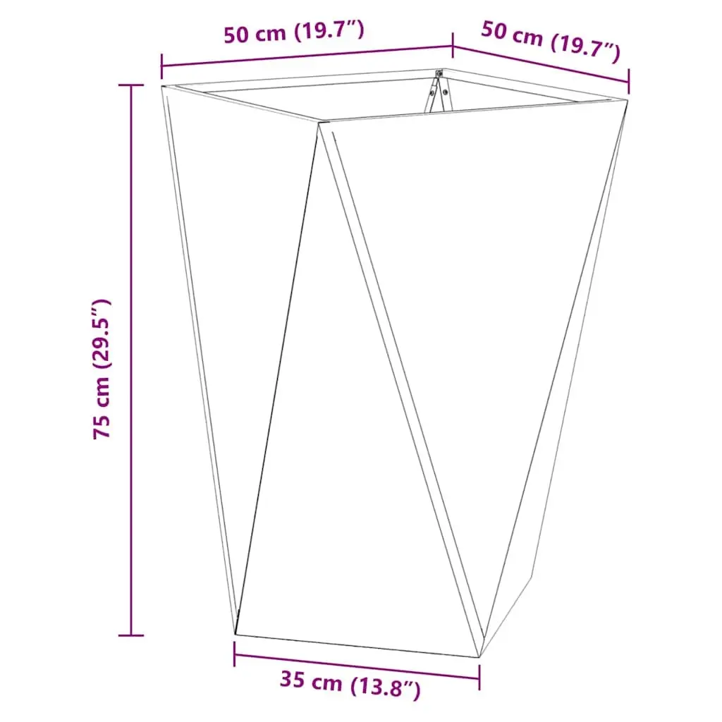 Steel Planter Box Outdoor Garden Pot 50x50x75cm Black Rectangular Corrugated Sides