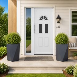 Reliable Anthracite Steel Planters: 2 Piece Set