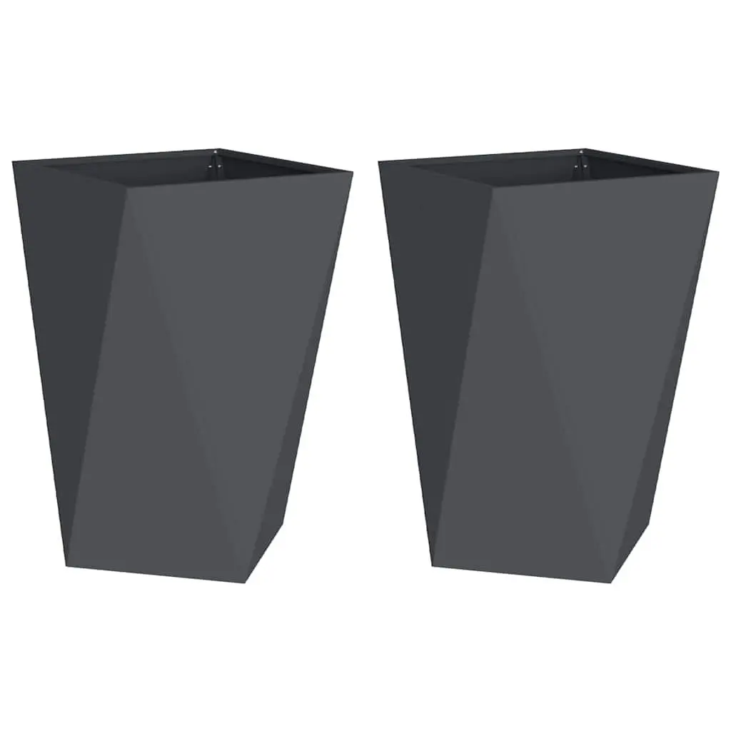 Steel Garden Planter 50 x 50 x 75 cm Anthracite 2pcs Outdoor Plant Pot Box