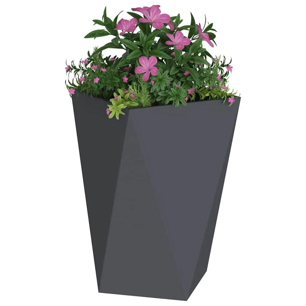 Steel Garden Planter 50 x 50 x 75 cm Anthracite 2pcs Outdoor Plant Pot Box