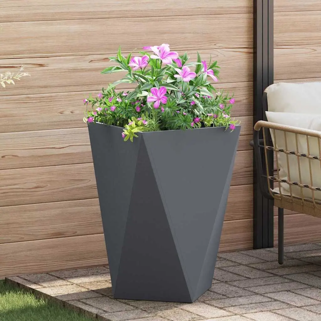 Steel Garden Planter 50 x 50 x 75 cm Anthracite 2pcs Outdoor Plant Pot Box