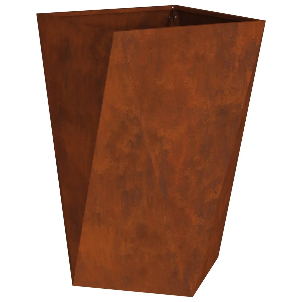 Steel Garden Planter Box Outdoor Rectangular Pot 50 x 50 x 75 cm Brown Weathering Corrugated