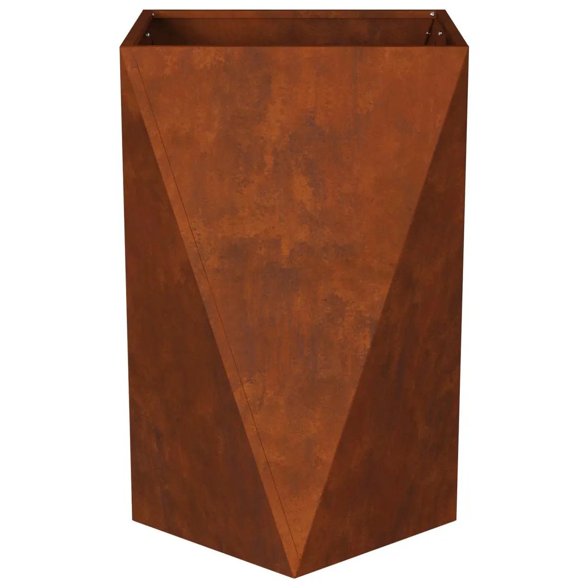 Steel Garden Planter Box Outdoor Rectangular Pot 50 x 50 x 75 cm Brown Weathering Corrugated