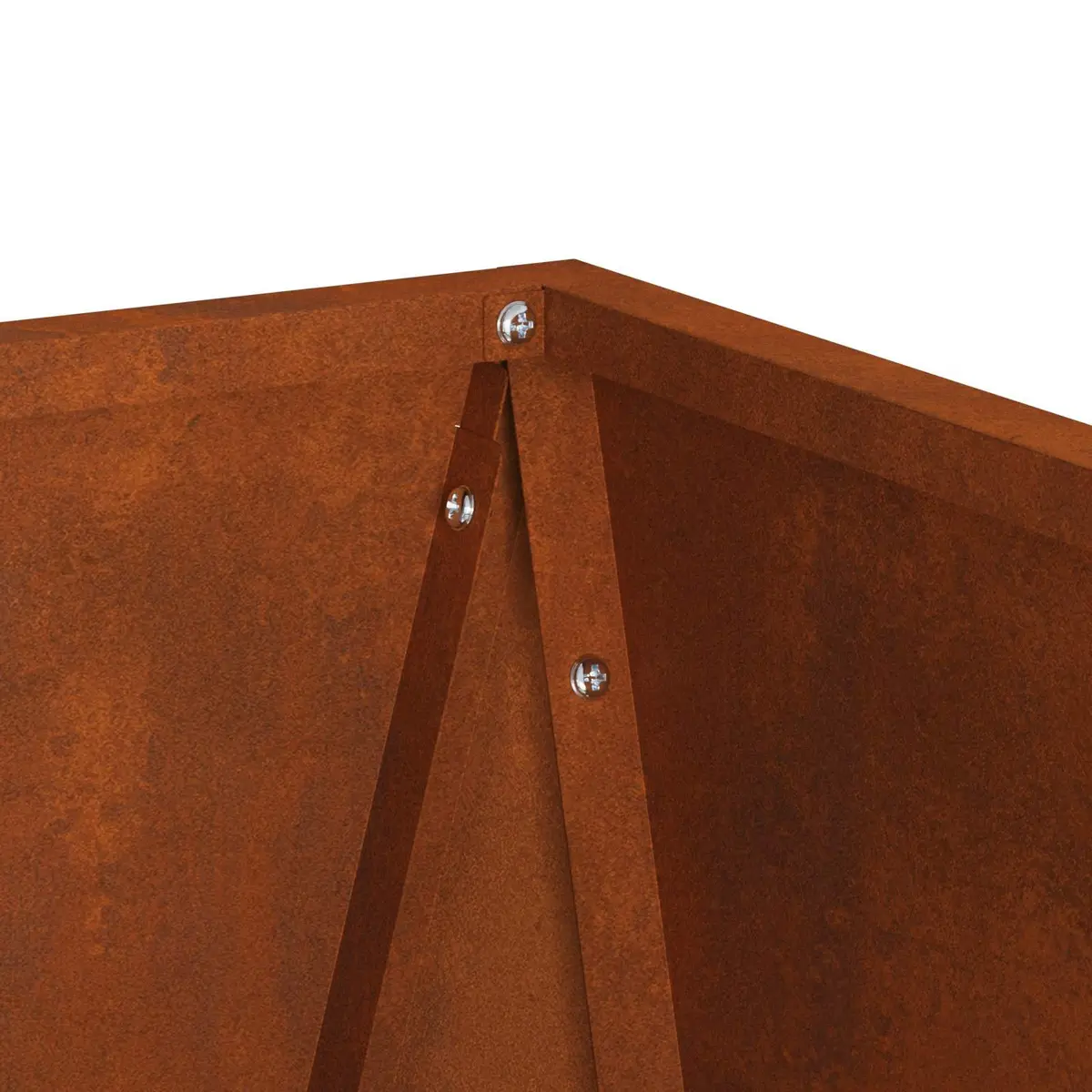 Steel Garden Planters Set Outdoor Decorative Pot Box Brown 50x50x75cm Corrugated Sides