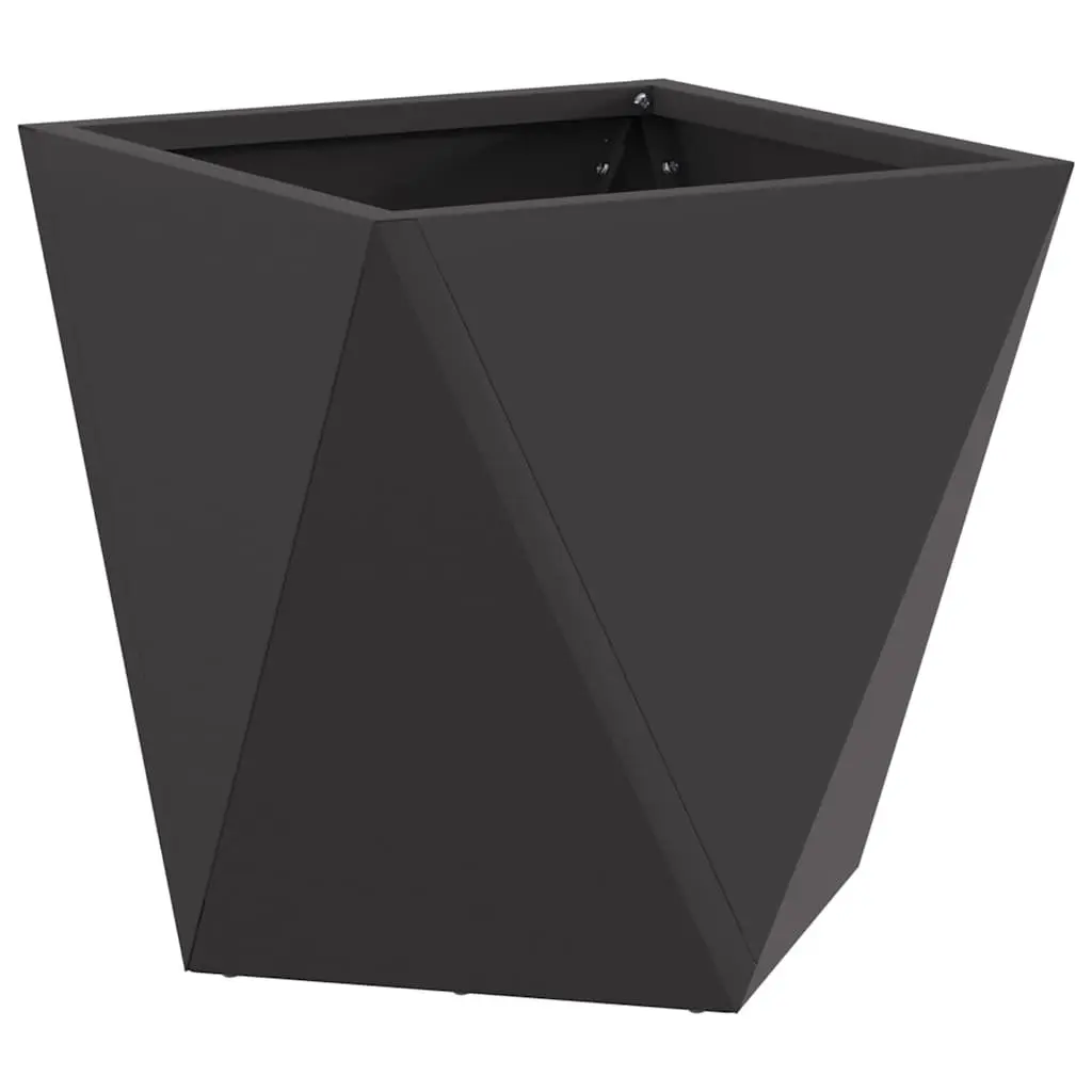 Steel Planter Box Outdoor Garden 30x30x30cm Black Corrugated Rectangular