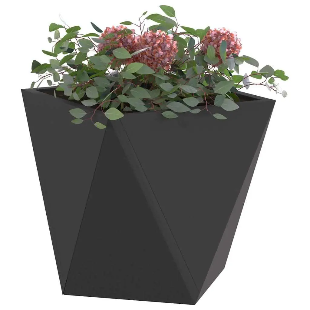 Steel Planter Box Outdoor Garden 30x30x30cm Black Corrugated Rectangular