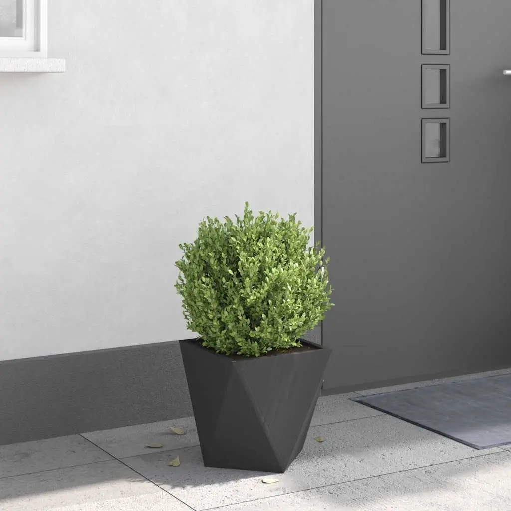Steel Planter Box Outdoor Garden 30x30x30cm Black Corrugated Rectangular