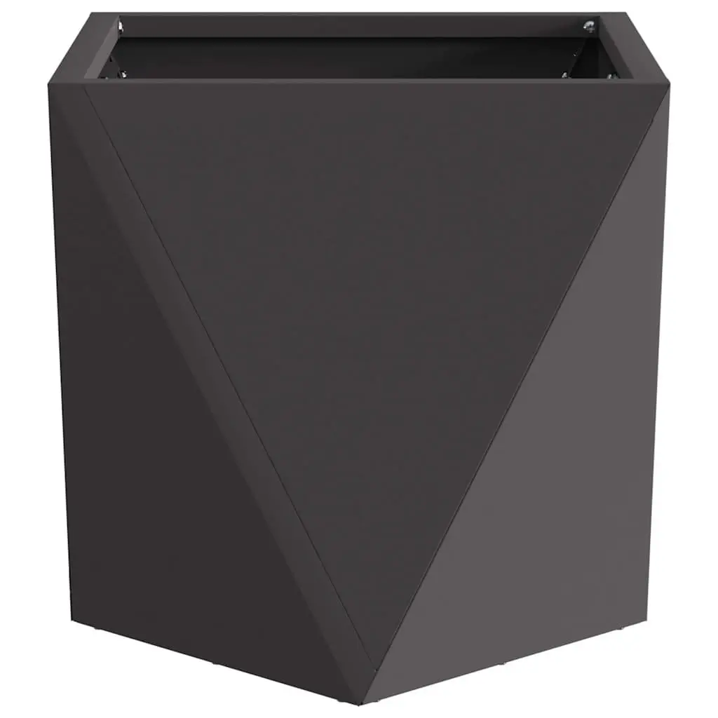 Steel Planter Box Outdoor Garden 30x30x30cm Black Corrugated Rectangular