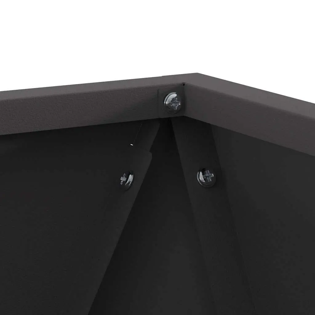 Steel Planter Box Outdoor Garden 30x30x30cm Black Corrugated Rectangular