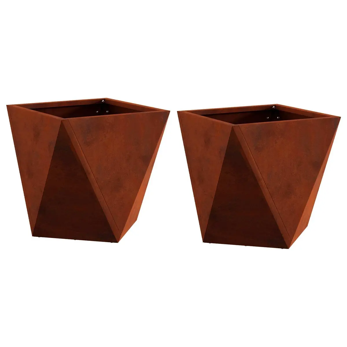Garden Planter Set 2 pcs Outdoor Steel Box 30x30x30cm Rusty Brown
