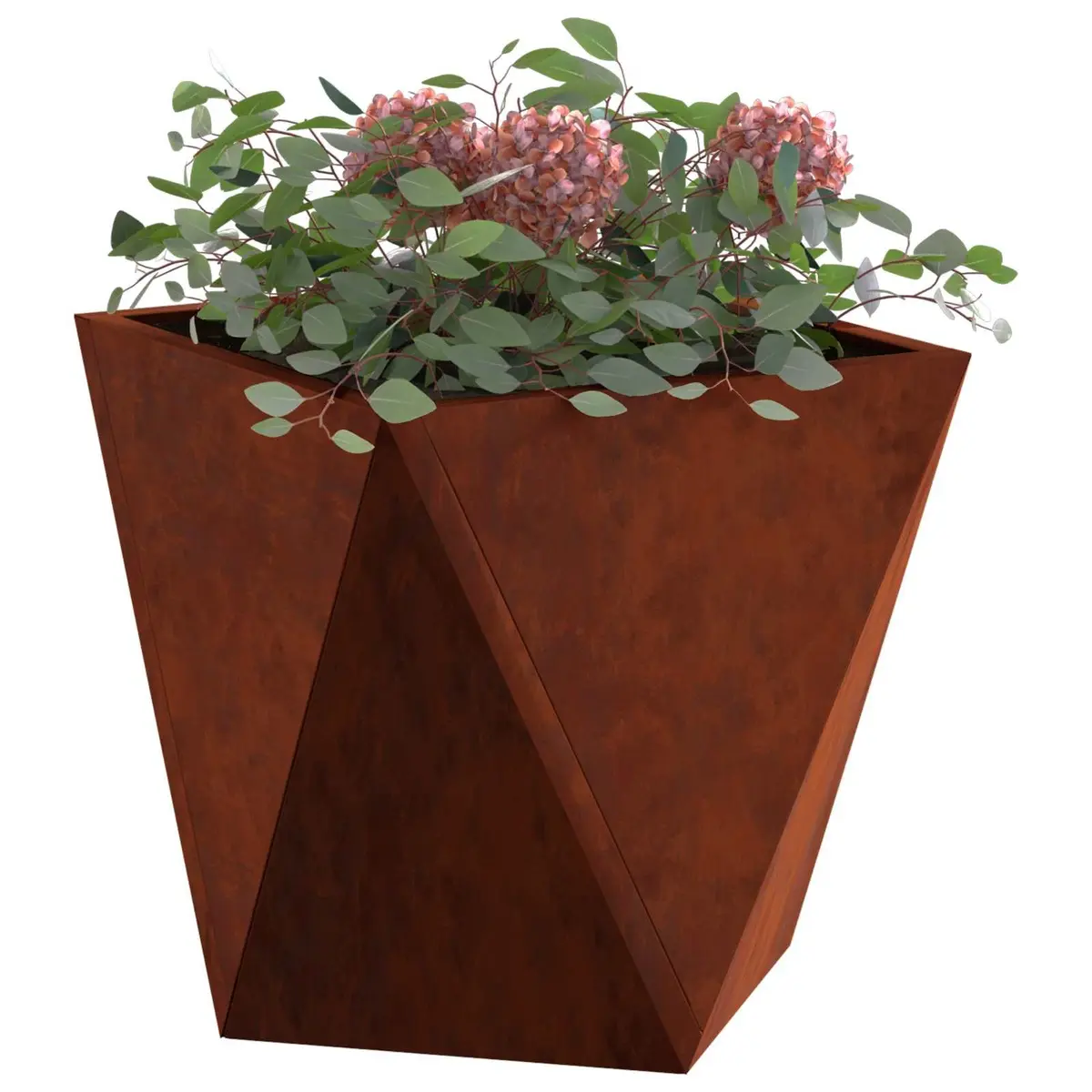 Garden Planter Set 2 pcs Outdoor Steel Box 30x30x30cm Rusty Brown